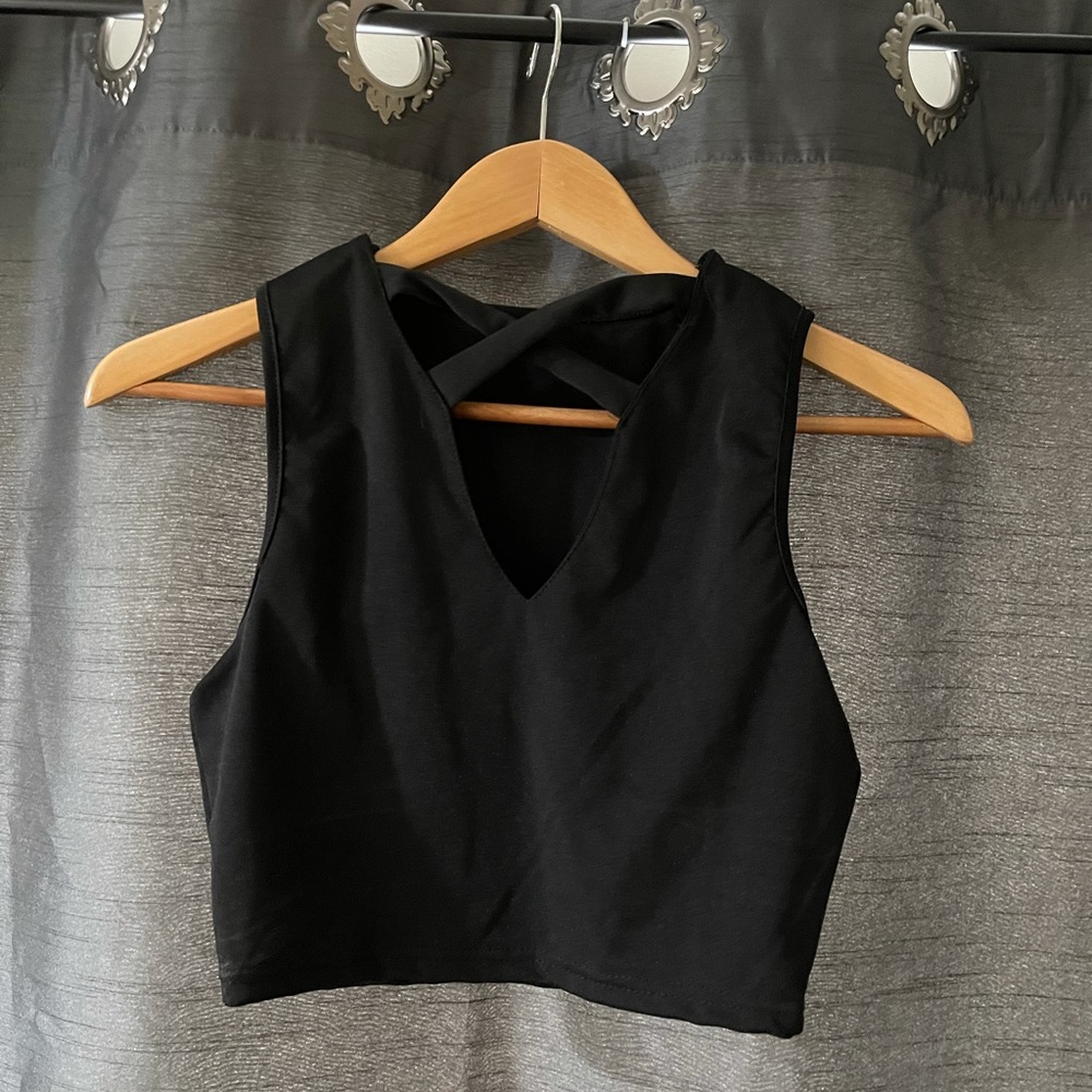 Black dressy crop top